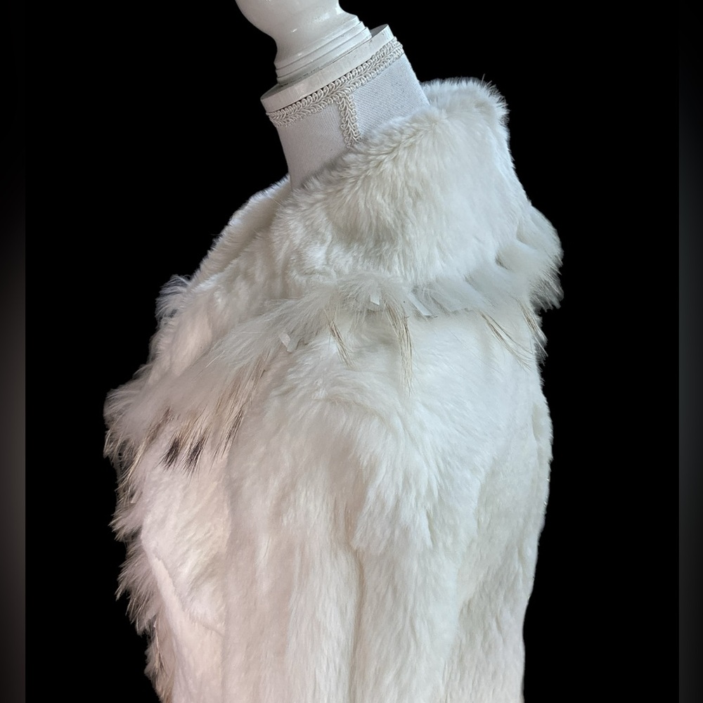 Elegant White Rabbit Fur Jacket - Picture 9 of 13